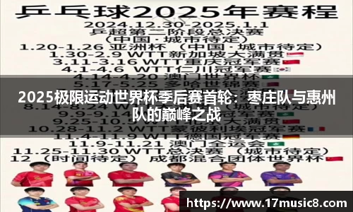 2025极限运动世界杯季后赛首轮：枣庄队与惠州队的巅峰之战